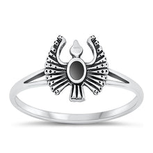 Load image into Gallery viewer, Sterling Silver Oxidized Black Agate Bird Ring
