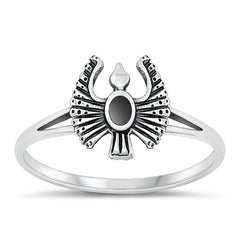 Sterling Silver Oxidized Black Agate Bird Ring