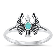 Load image into Gallery viewer, Sterling Silver Oxidized Genuine Turquoise Bird Ring