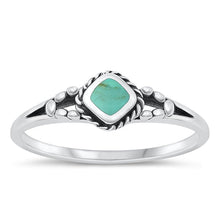 Load image into Gallery viewer, Sterling Silver Diamond Shape Genuine Turquoise Ring