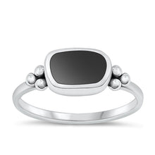 Load image into Gallery viewer, Sterling Silver Oval Black Agate Ring