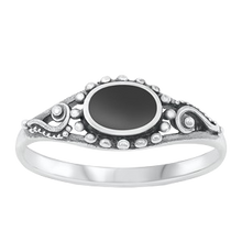 Load image into Gallery viewer, Sterling Silver Oxidized Black Agate Ring