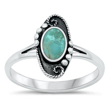 Load image into Gallery viewer, Sterling Silver Oxidized Bordered Oval Genuine Turquoise Ring
