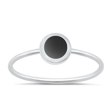 Load image into Gallery viewer, Sterling Silver Polished Round Black Agate Ring