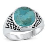 Sterling Silver Large Genuine Turquoise Ring