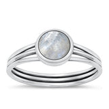 Sterling Silver Oxidized Moonstone Ring-8mm
