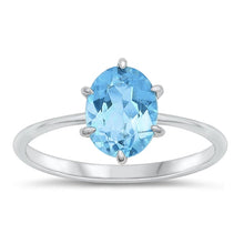 Load image into Gallery viewer, Sterling Silver Rhodium Plated Genuine Blue Topaz Ring
