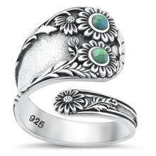 Load image into Gallery viewer, Sterling Silver Oxidized Genuine Turquoise Silver Spoon Ring