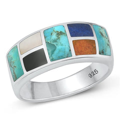 Sterling Silver Polished Multi-Stone Ring