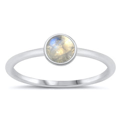 Sterling Silver Rhodium Plated Moonstone Ring