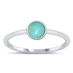 Sterling Silver Rhodium Plated Genuine Turquoise Ring