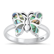 Load image into Gallery viewer, Sterling Silver Oxidized Abalone Shell Butterfly Ring