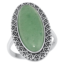 Load image into Gallery viewer, Sterling Silver Oxidized Green Jade Ring