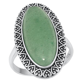 Sterling Silver Oxidized Green Jade Ring