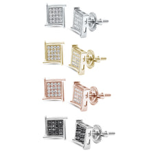 Load image into Gallery viewer, Sterling Silver Princess 8MM Hip Hop Micro Pave Cubic Zirconia Stud Earrings