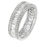 Sterling Silver Baguette Cut And Round CZ Eternity Band Ring