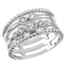 Load image into Gallery viewer, Sterling Silver Rhodium Plated CZ Cocktail Ring