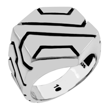 Load image into Gallery viewer, Sterling Silver Hexagon Engraved Men Ring