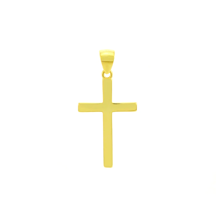 Sterling Silver Gold Plated Polished Cross Pendant