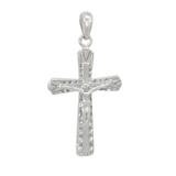 Sterling Silver Rhodium Plated Crucifix Cross Pendant