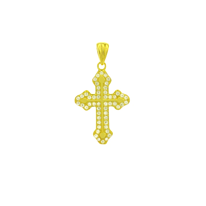 Sterling Silver Gold Plated CZ Cross Pendant