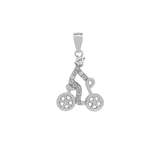 Sterling Silver Rhodium Plated Cyclist Sport CZ Pendant