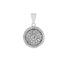 Load image into Gallery viewer, Sterling Silver Round Disc CZ Pendant