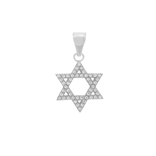 Load image into Gallery viewer, Sterling Silver Rhodium Plated CZ Star Of David Pendant