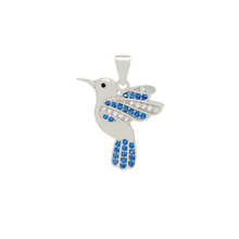 Load image into Gallery viewer, Sterling Silver Blue And White CZ Hummingbird Pendant