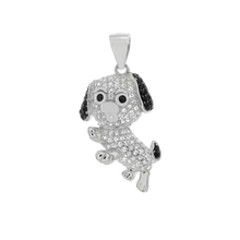 Load image into Gallery viewer, Sterling Silver Black And White Pave CZ Dog Pendant