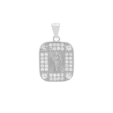Load image into Gallery viewer, Sterling Silver Polished Saint Jude Thaddeus With CZ Medal Pendant