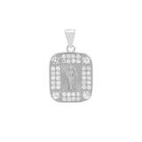 Sterling Silver Polished Saint Jude Thaddeus With CZ Medal Pendant