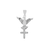 Sterling Silver Rhodium Plated Holy Spirit Cross CZ Pendant