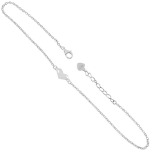 Load image into Gallery viewer, Sterling Silver Polished Anchor Diamond Cut Chain With Heart Anklet