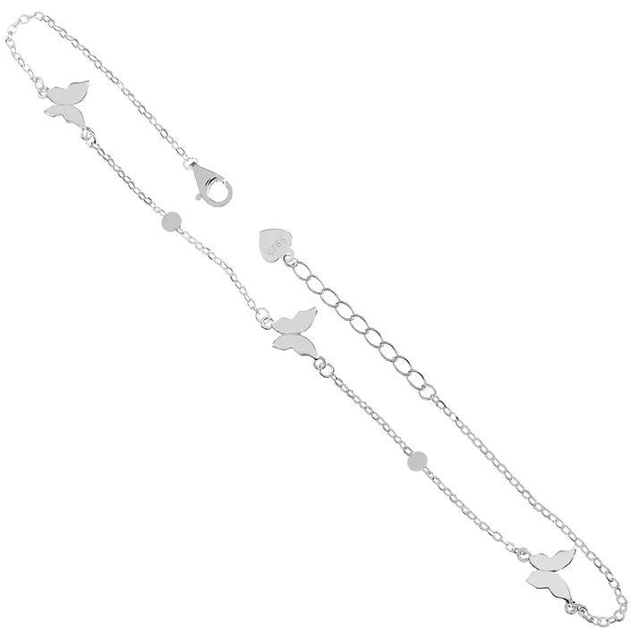 Sterling Silver Polished Butterfly Anklet