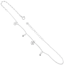 Load image into Gallery viewer, Sterling Silver Flower Bead Charm Anklet