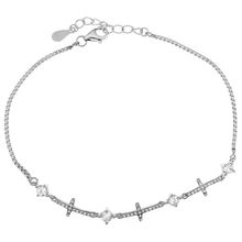Load image into Gallery viewer, Sterling Silver Rhodium Plated CZ Cross With Box Chain Bracelet