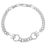 Sterling Silver Rhodium Plated Cuban Link Double Anchor CZ Bracelet