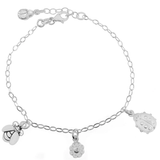 Sterling Silver Bee Flower Lady Bug Charm Bracelet