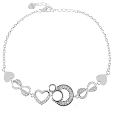 Load image into Gallery viewer, Sterling Silver Infinity And Heart Cubic Zirconia Bracelet