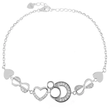 Sterling Silver Infinity And Heart Cubic Zirconia Bracelet