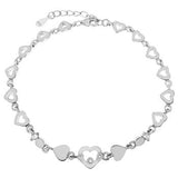 Sterling Silver Cutout Heart Rhodium Bracelet