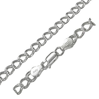 Italian Sterling Silver Double Link Charm Bracelet