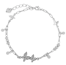 Load image into Gallery viewer, Sterling Silver Rhodium Plated CZ Butterflies Bracelet