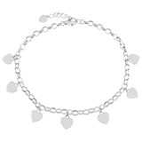 Sterling Silver Polished Heart Charm Bracelet
