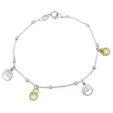 Sterling Silver Gold Plated Round CZ Bezel Set And Emoji Bracelet