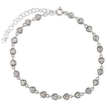 Load image into Gallery viewer, Sterling Silver Rhodium Plated Bezel Set CZ Heart Bracelet