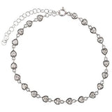 Sterling Silver Rhodium Plated Bezel Set CZ Heart Bracelet