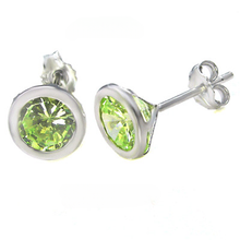 Load image into Gallery viewer, Sterling Silver 7MM Round CZ Bezel Stamping Stud Earrings