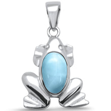 Load image into Gallery viewer, Sterling Silver Natural Larimar Frog Pendant